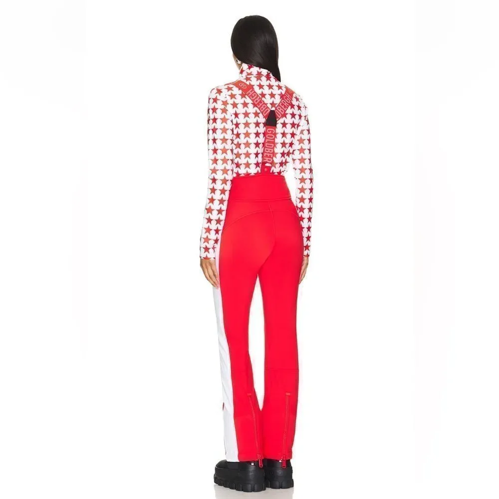 GOLDBERGH WOMEN'S HIGH END SALOPETTE SKI PANTS BIB FLAME RED NWT US 6